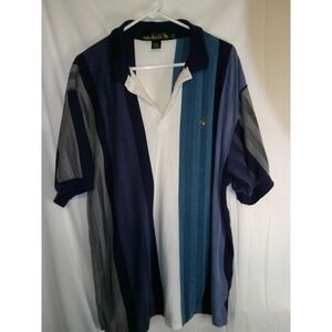 Vintage Knights of Round Table Striped Polo‎ Shirt Short Sleeve Casual 2XL